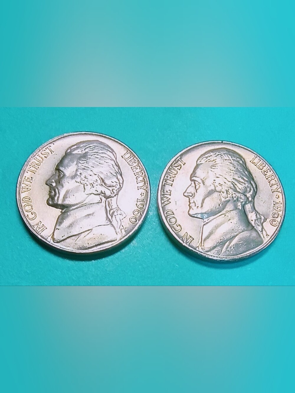 1960-D/P Uncirculated Jefferson Nickels, Set Of 2 From US Mint Roll. #0788pm